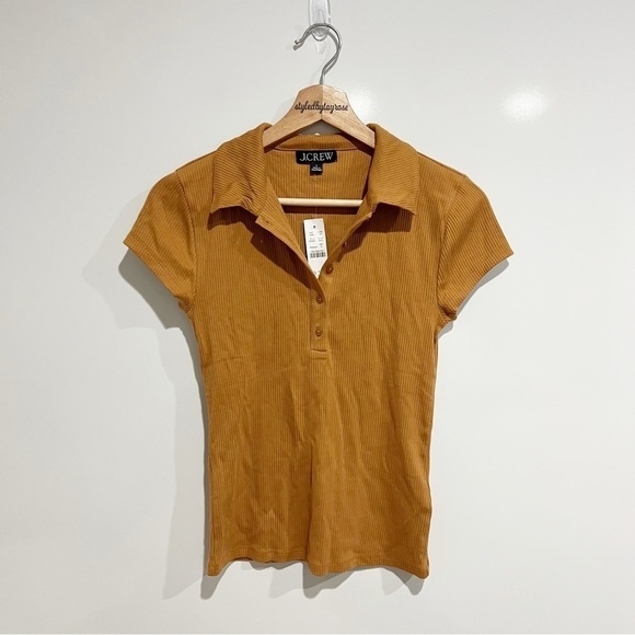 NWT J. Crew Vintage rib polo shirt in Burnt Orange - Picture 2 of 6